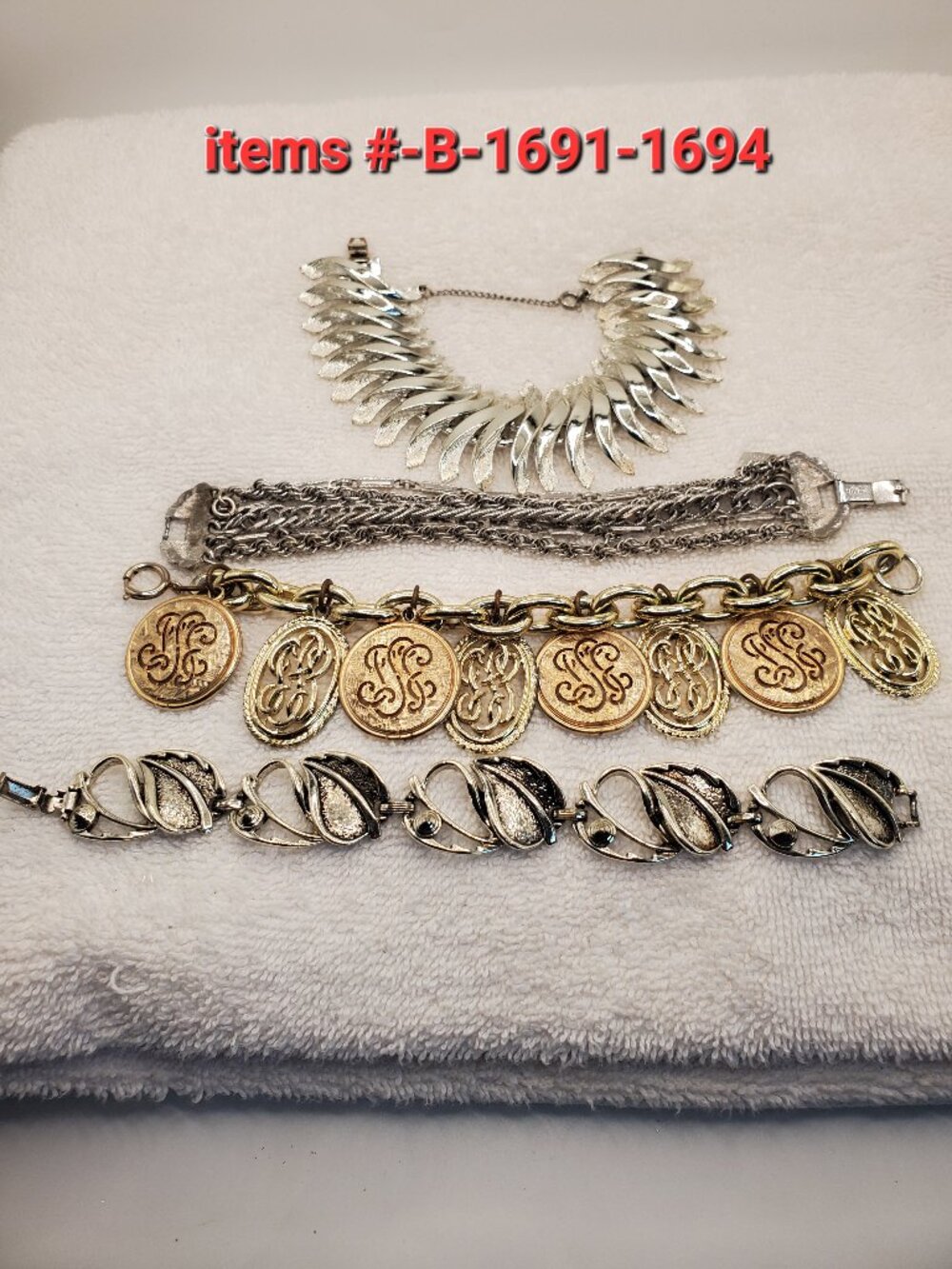 4 Bracelets, items # B -1691=1694,.  wt. 221. grams.